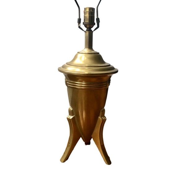 Vintage Mid Century MCM Solid Brass Thipod Leg Table Lamp Atomic Era - Picture 1 of 4